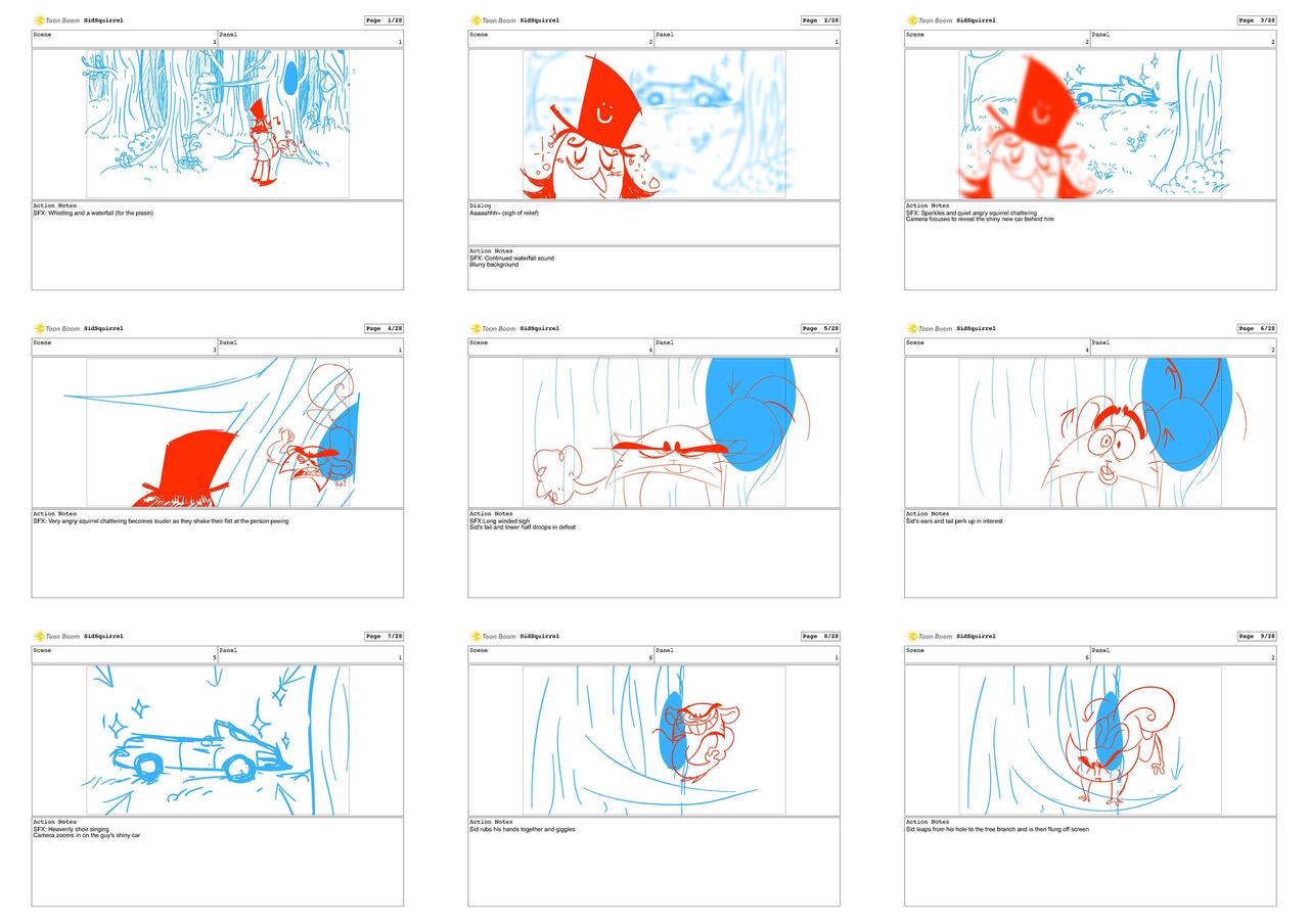Sid Squirrel Storyboard Page 1