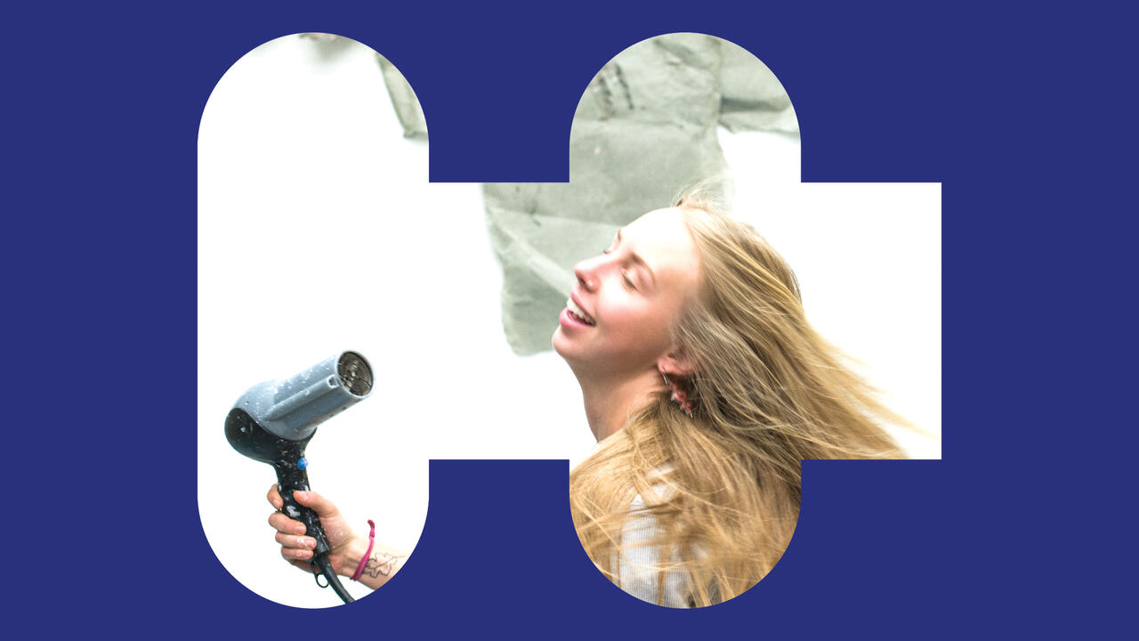 MCAD student using blow dryer