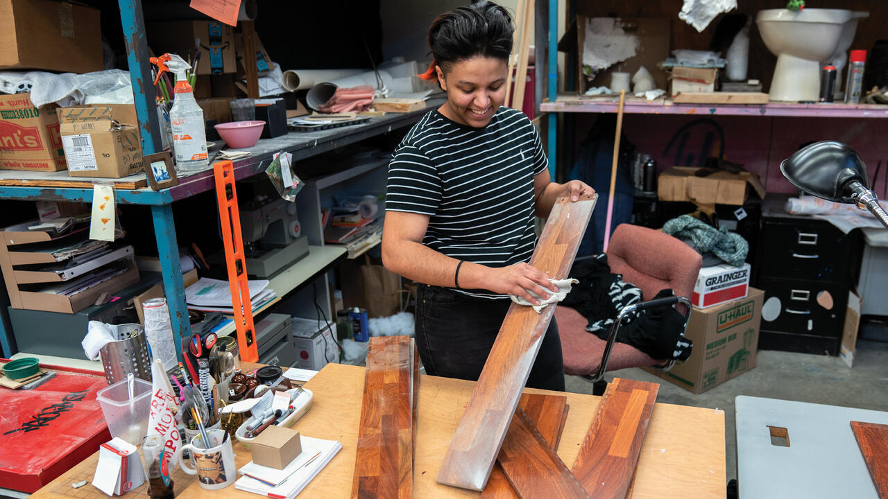 Student working in 3D shop