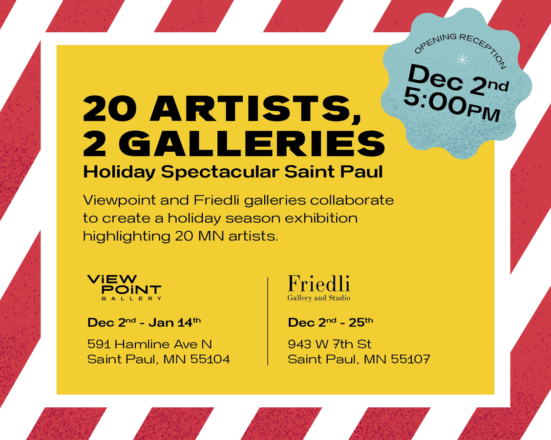Print advertisement for an event entitled "20 Artists, 2 Galleries".