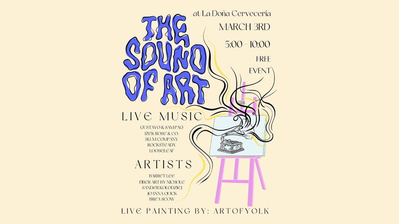 A widescreen-formatted promotional poster for an event entitled "The Sound of Art"