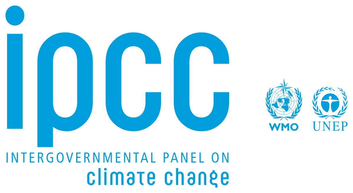 Bright blue text that says "IPCC" underneath it it reads Intergovernmental Panel on Climate Change