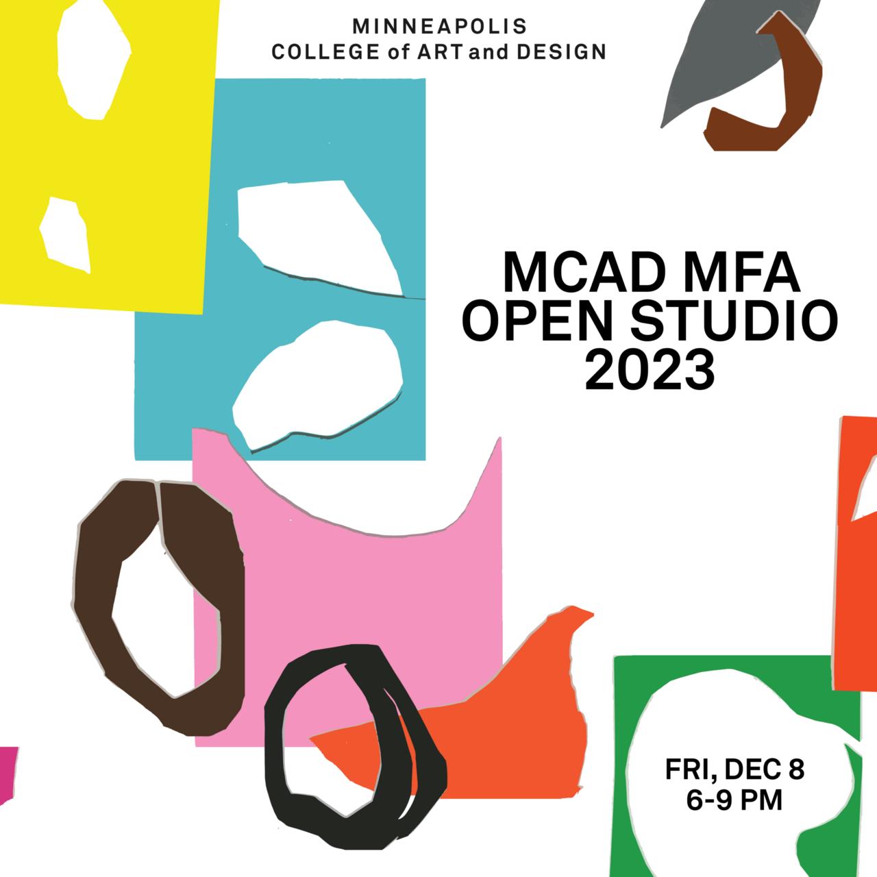 A poster promoting MCAD MFA's 2023 Open Studio.