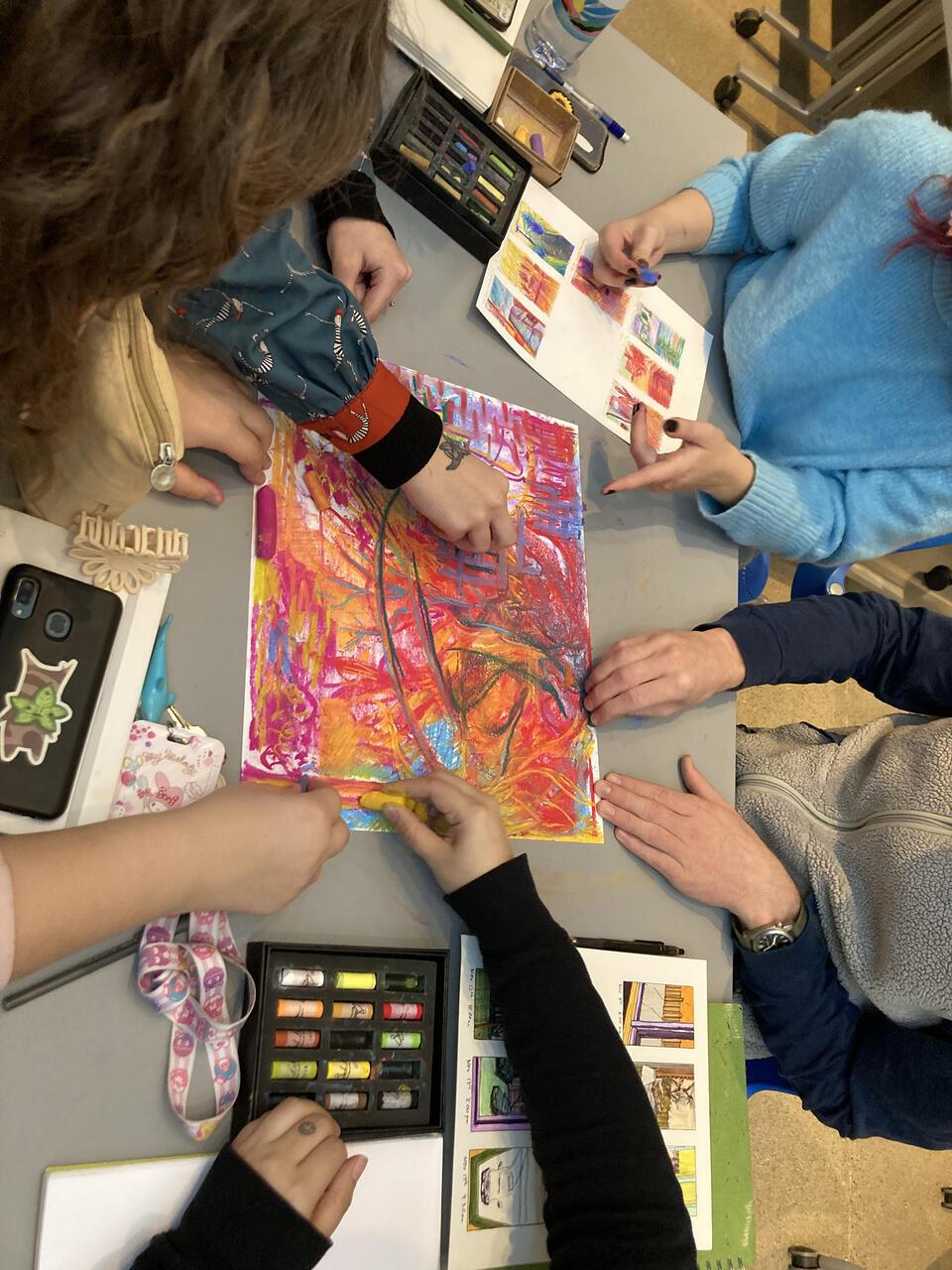 Color and Mixed Media Collaborative Drawing
