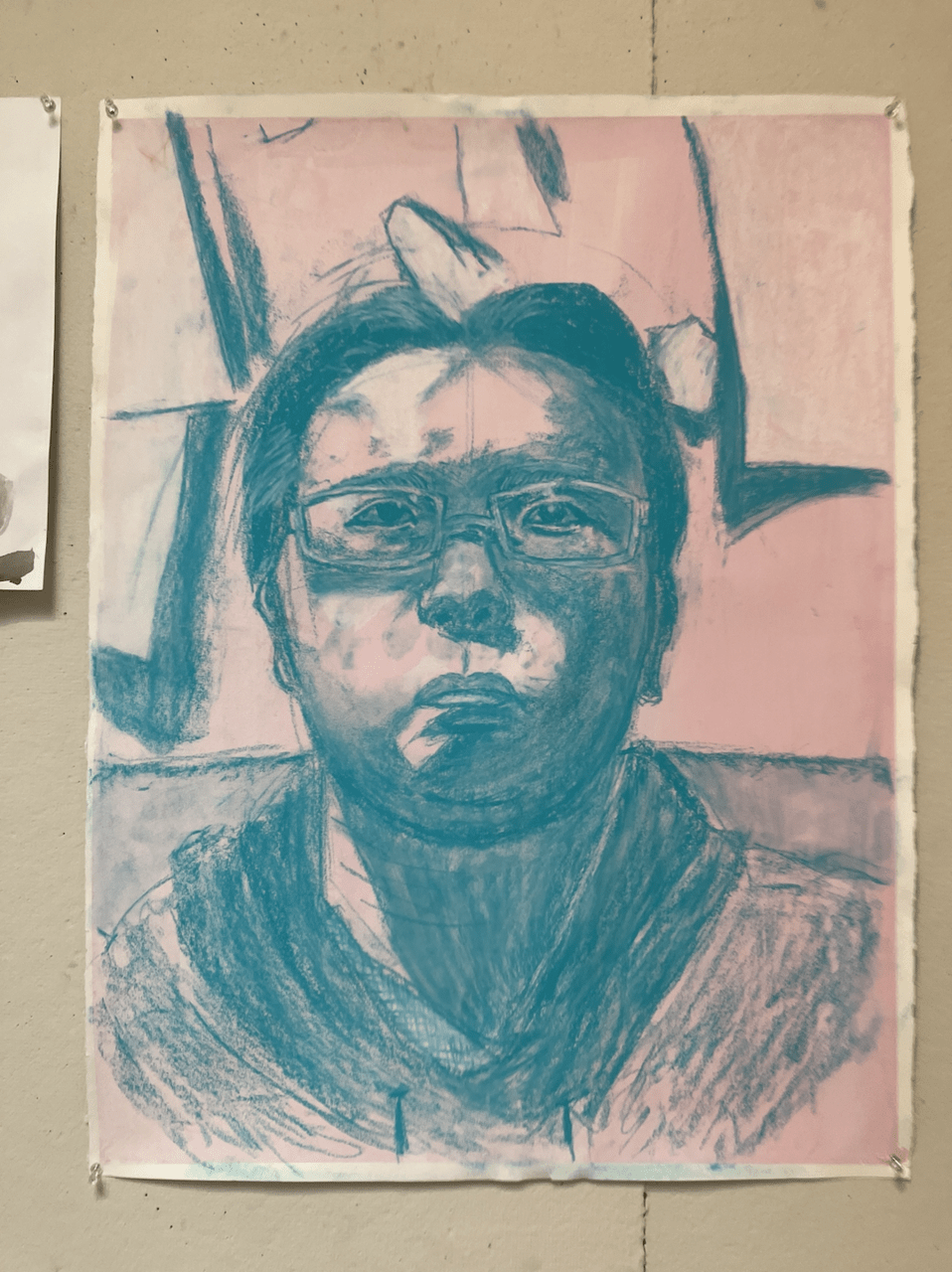 Ezra Her Drawing 2 Self-portrait on hand-toned paper