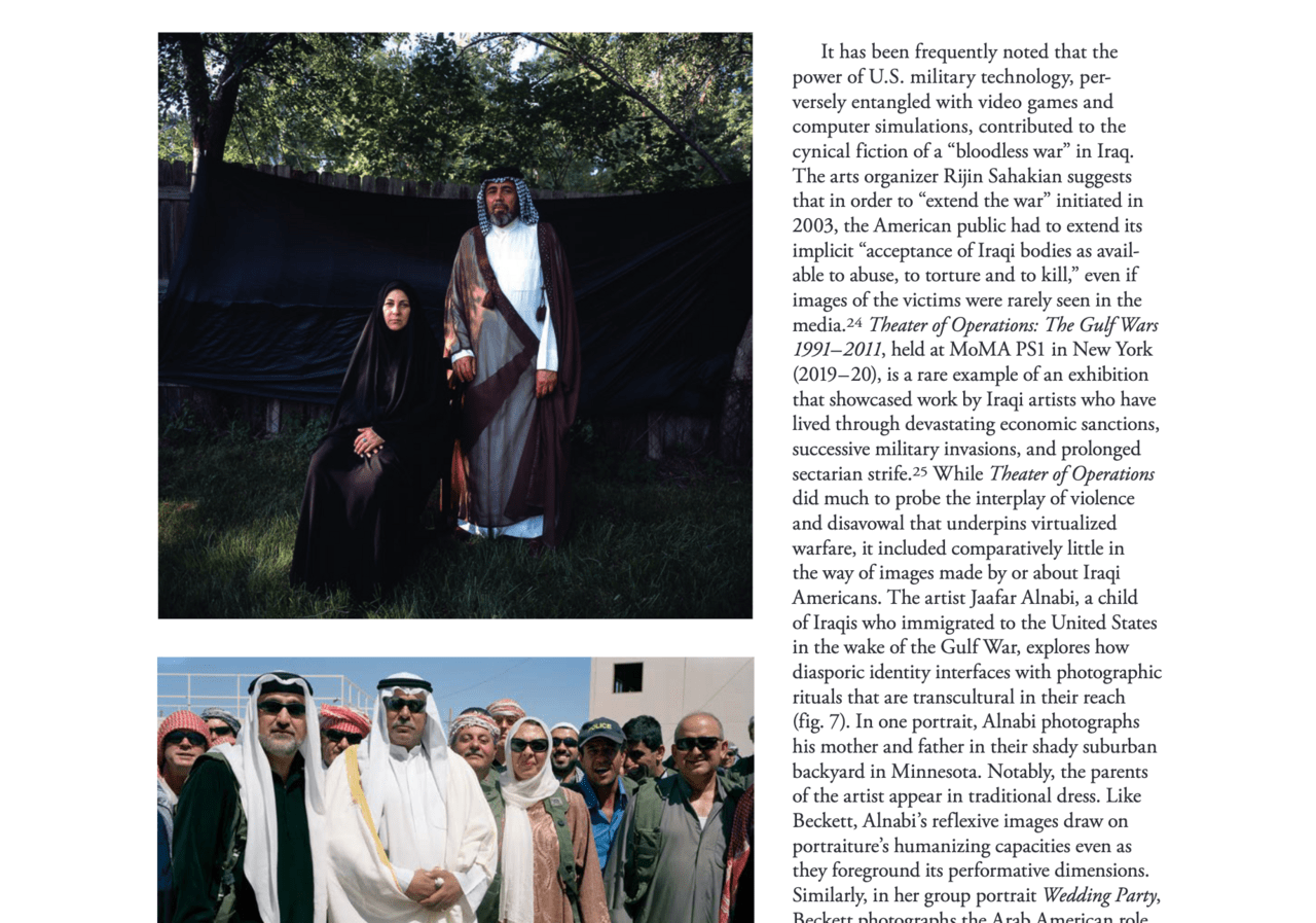 An image of a photograph by Jaafar Alnabi in an article from American Art.