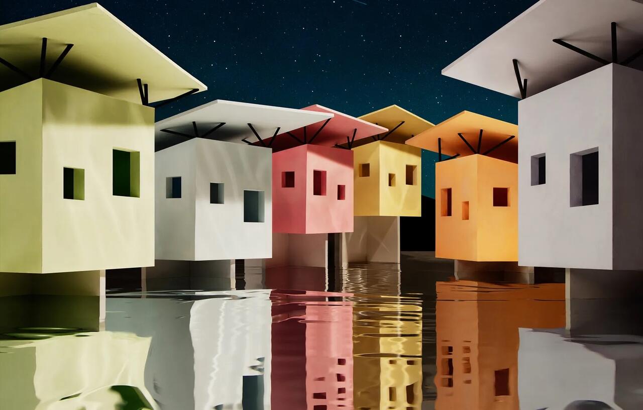 Casebere, Beach Huts (Night) 2024 