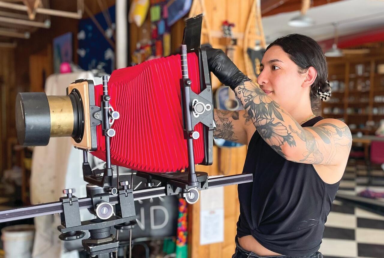 Rodriguez with her tintype camera