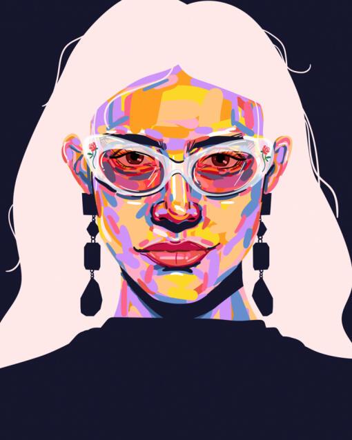 Graphic woman's portrait by Mallory Heyer