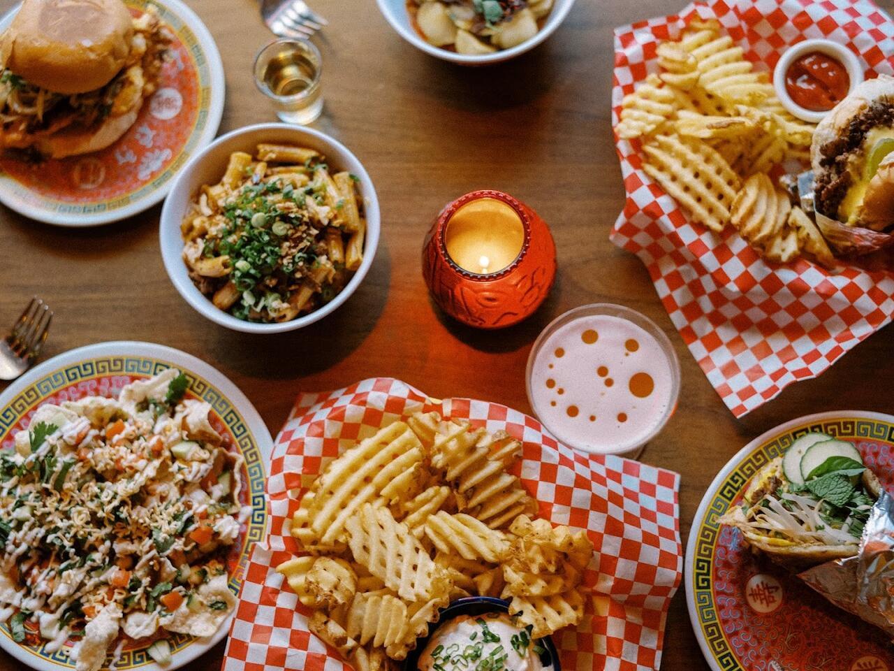 Top down view of a table at Little Tijuana.
