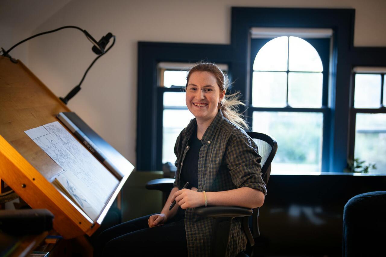 Wren Clinefelter in their Studio.
