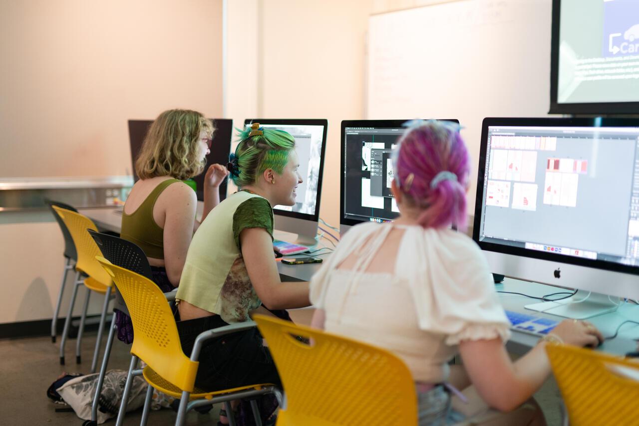 MCAD Graphic Design students working in the digital lab.