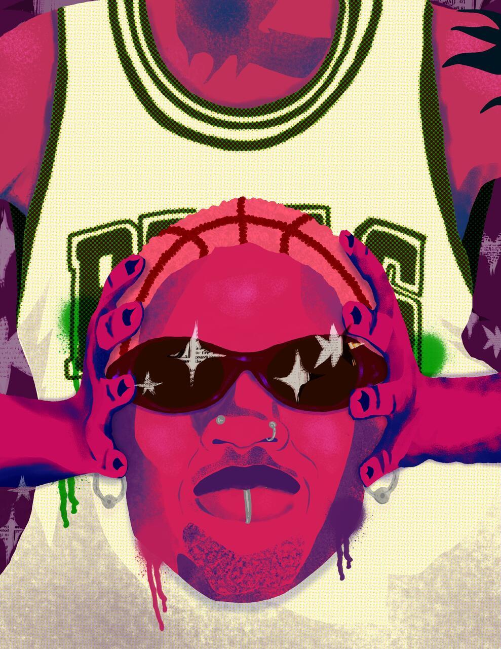 Satiah Thompson, "Portrait of Dennis Rodman"