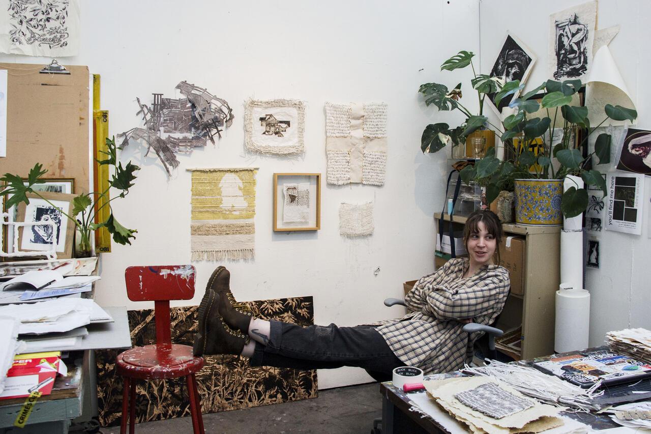 student in their art studio