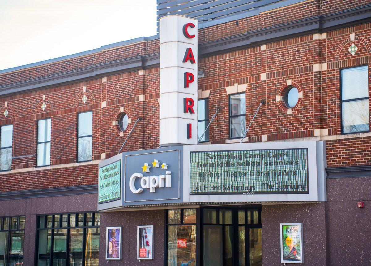 A photo of the exterior of the Capri Theatre.