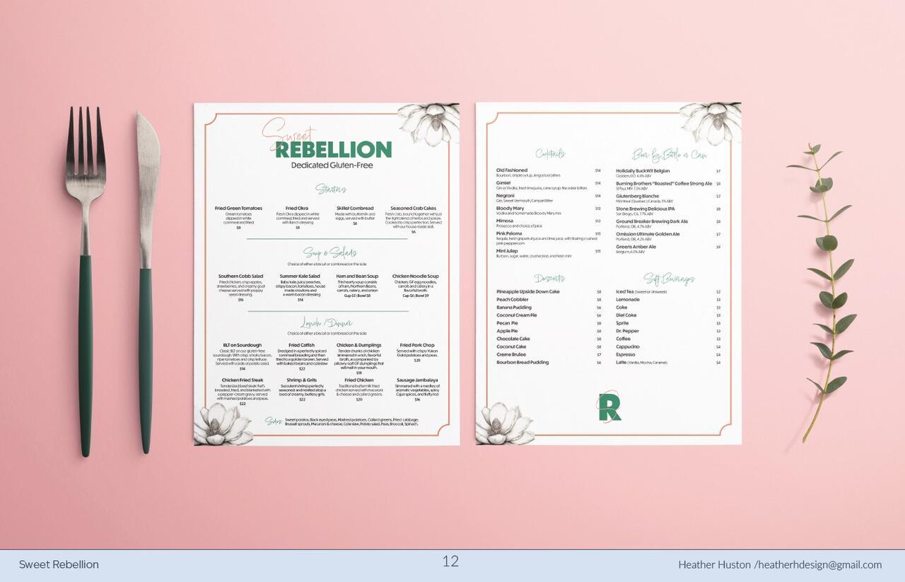 Sweet Rebellion Menus by Heather Huston.