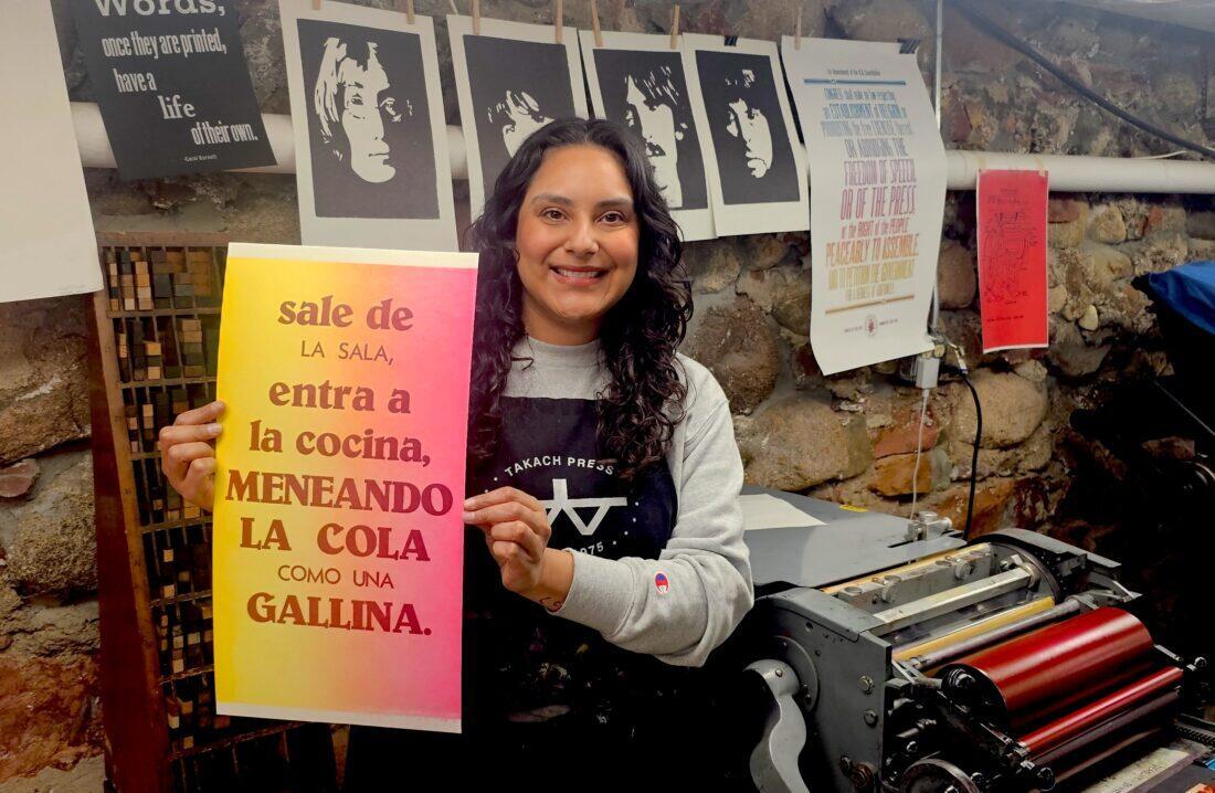 Nancy Ariza at the Cellar Press.