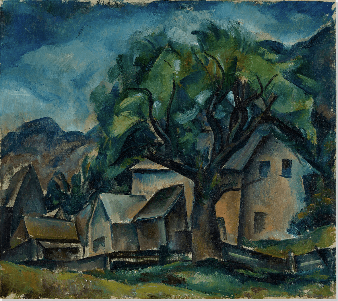 Untitled (trees and houses) by Arnold Blanch.