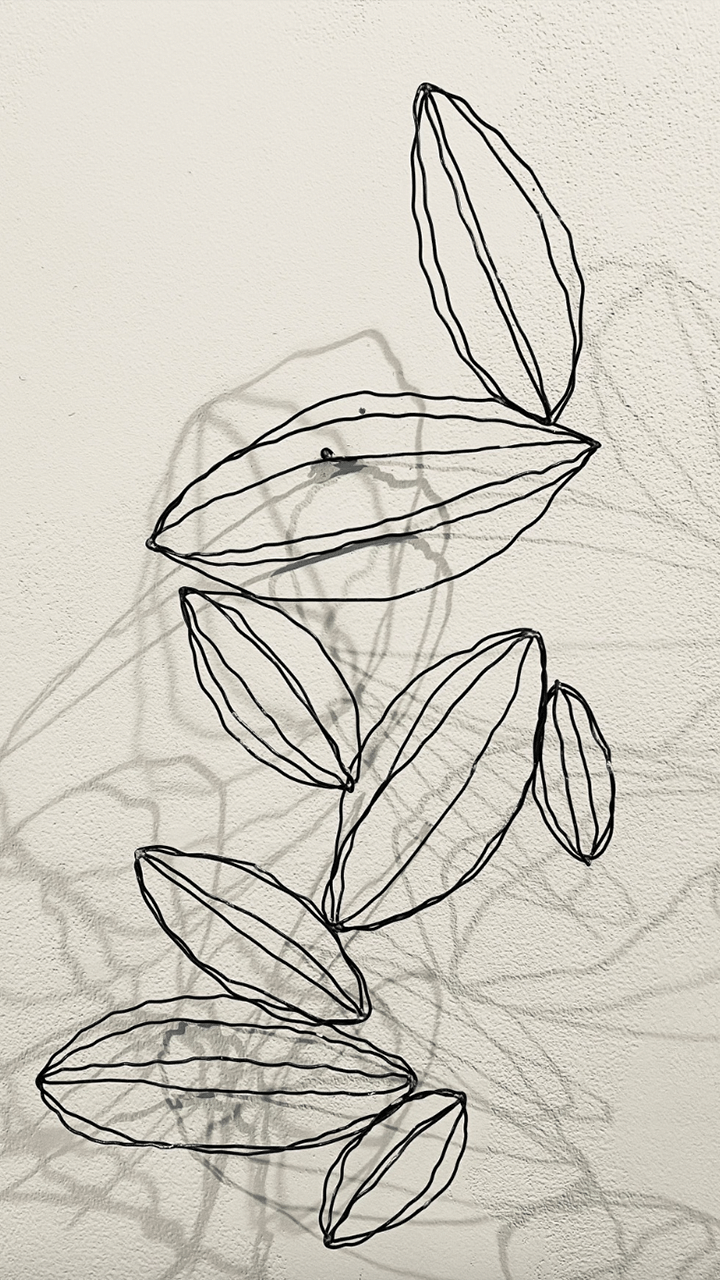 Almond abstract piece using wire frame