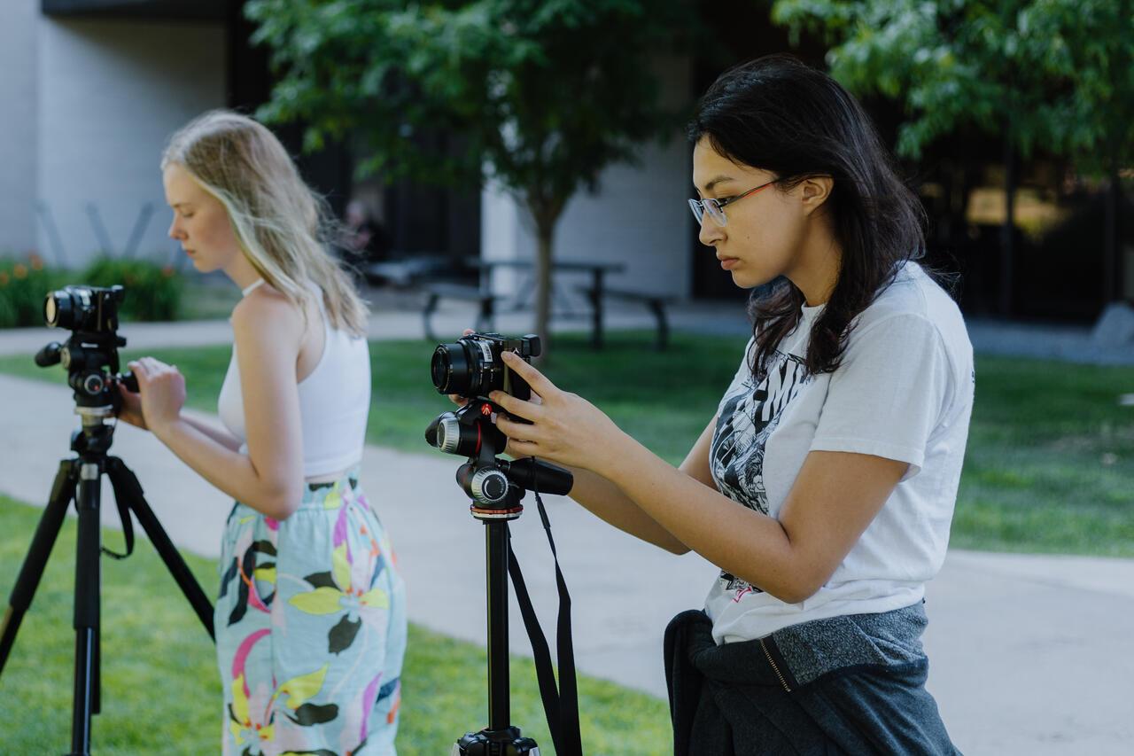 PCSS students taking photographs