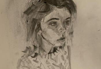Charcoal portrait of Lula McConnell.